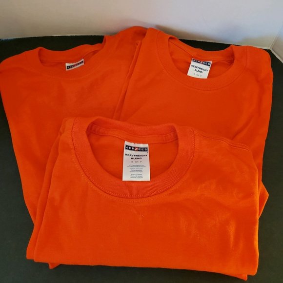 T - Shirts - Plain Orange -  Set of 3 - Small Adult - Picture 1 of 4